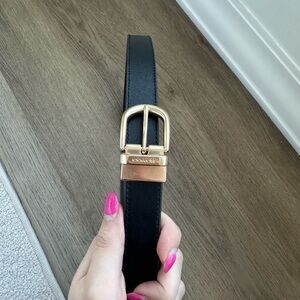 Reversible Coach Leather Belt with Gold Buckle